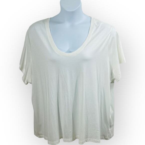 A New Day White Scoop Neck Tee Short Sleeve Casual Minimalist NWT 3X - Picture 3 of 8